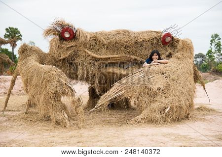 Nadun,maha Sarakham,thailand  - March 9, 2018: Show Idea Straw Puppet Festival In Nadun,maha Sarakha