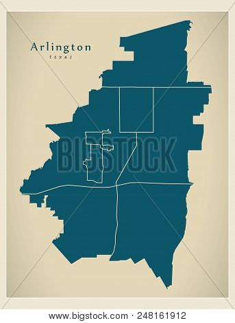 Modern City Map - Arlington Texas City Of The Usa With Neighborhoods