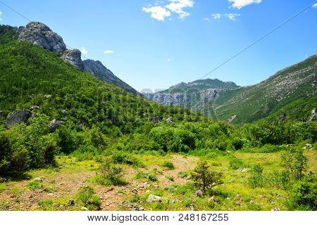 View on Velebit mountains in National Park Paklenica, Croatia.