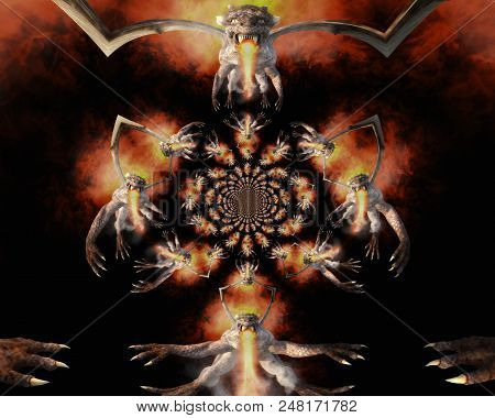 3d Illustration; 3d Rendering Of A Dragon