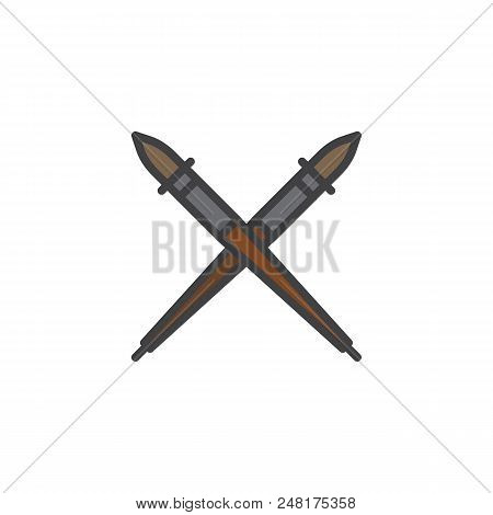 Fude Filled Outline Icon, Line Vector Sign, Linear Colorful Pictogram Isolated On White. Japanese Pa