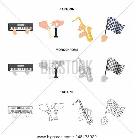 Playing On An Electric Musical Instrument, Manipulation With Chess Pieces And Other  Icon In Cartoon