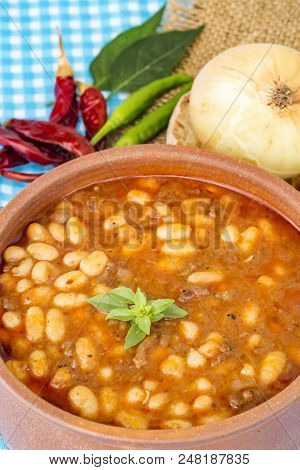 Hot Turkish Bean Stew With A Tasty Tomato Sauce, Turkish Food; Kuru Fasulye.