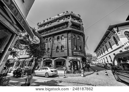 Istanbul, Turkey - May 2, 2018: Seven Hills Hotel, Famous Hotel With Great Panoramic Terrace In The 