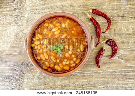 Hot Turkish Bean Stew With A Tasty Tomato Sauce, Turkish Food; Kuru Fasulye.