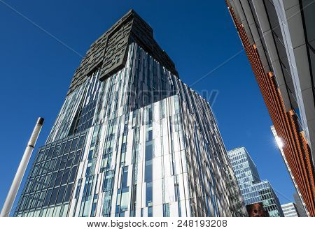 Amsterdam, The Netherlands - June 20, 2018: High Office Buildings On The Zuidas In Amsterdam Zuid, T