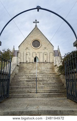 Steps Up To Saint Bedes Catholic Church In The Town Of Braidwood, New South Wales, Australia