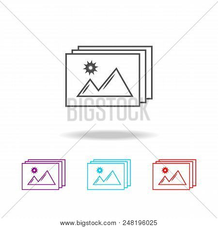 Photo Icons. Elements Of Photo In Multi Colored Icons. Premium Quality Graphic Design Icon. Simple I