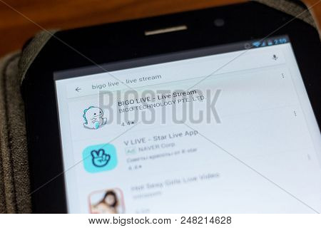 Ryazan, Russia - July 03, 2018: Bigo Live - Live Stream Mobile App On The Display Of Tablet Pc