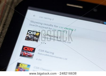 Ryazan, Russia - July 03, 2018: Csr Racing 2 Mobile App On The Display Of Tablet Pc