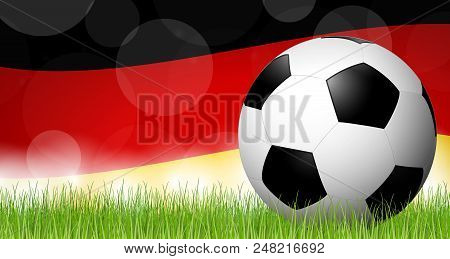 Soccer Ball In Front Of German Flag