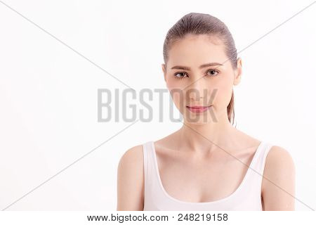 Beautiful Woman Face Portrait Beauty With Maleup Concept. Fashion Beauty Model Isolated On White, 20