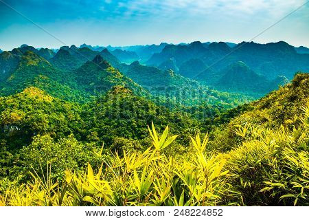 Halong Bay Mountain Viewpoint From Cat Ba Island, Ngu Lam Peak In Vietnam
