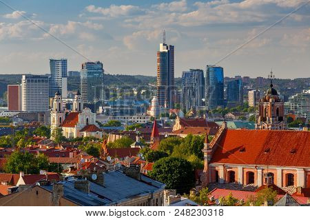 A View Of The Historical Center Of Vilnius From The Hill. Lithuania.