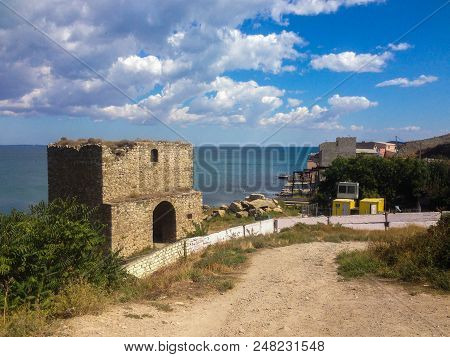 The Medieval Ruins Of The Genoese Fortress In Feodosiya, Republic Of Crimea In 2017