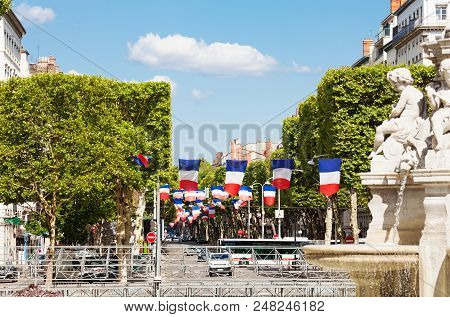 Place Du Marechal Lyautey With Fountain Morand In Spring, Lyon, France