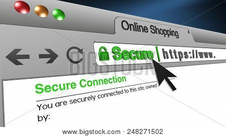 High Resolution 3d Illustration Of Ssl Secure Browser With Text Online Shopping Secure. Great Concep