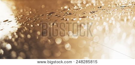Blue Glass With Raindrops Background Texture Horizontal Top View Isolated, Rain On The Window Backdr