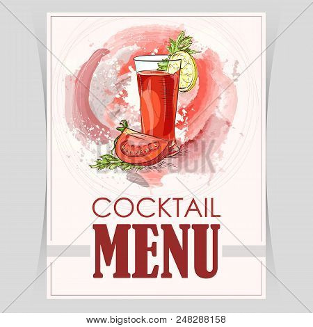 Vector Flyer, Cover Menu With A Bloody Mary Cocktail Image