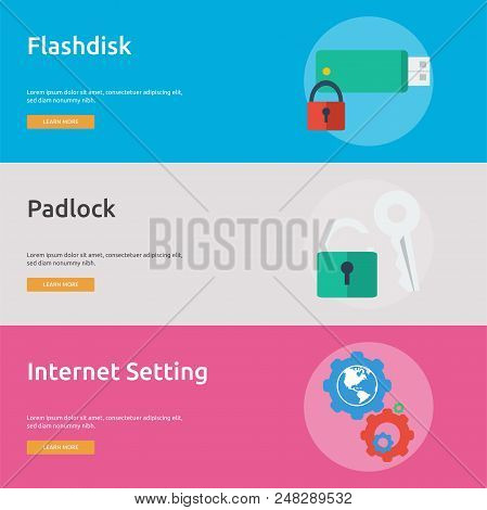 Technology Banner Design | Set Of Great Banner Flat Design Illustration Concepts For Technology, Obj