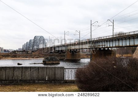 View To The Bridge At The Cloudy Day In Early Spring
