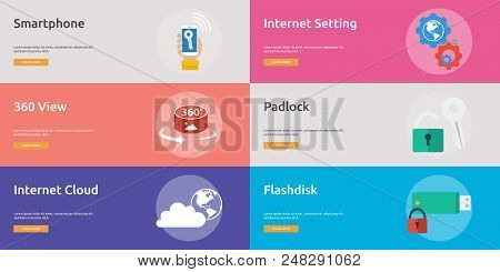Technology Banner Design | Set Of Great Banner Flat Design Illustration Concepts For Technology, Obj