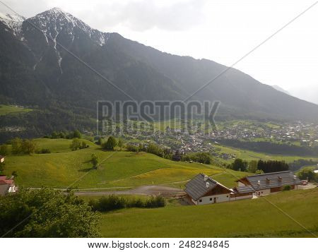 View Of The Otztal Valley In Austria
