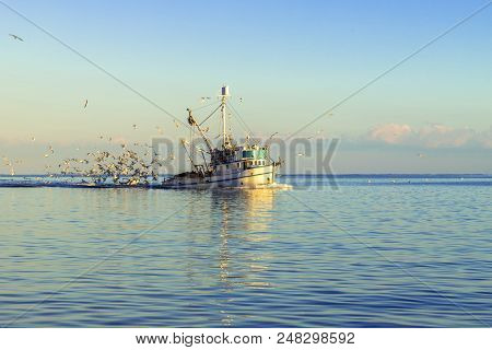 Fishing Boat At Sea In Croatia
