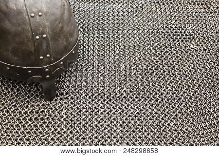 Medieval Knight's Armor Mail Frame. Texture Of Chainmail Of A Medieval Armor Knight, Pattern, Backgr