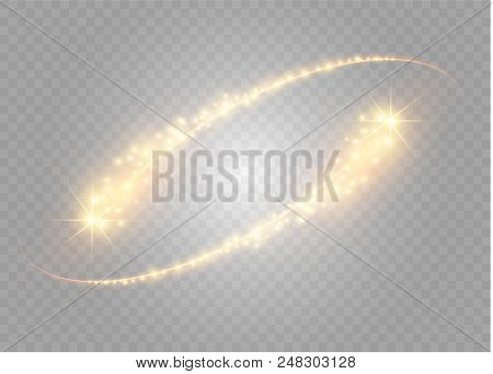 Abstract Vector Glowing Magic Star Light Effect From The Neon Blur Of Curved Lines. Glittering Stars
