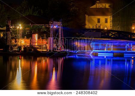 Concert Muzy Na Vode, Podium On Malse River, Long Exposure