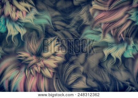 Abstract Indistinct Flower Pattern Closeup On Fabric