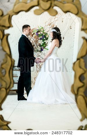 Reflection Of A Loving Couple Before Wedding