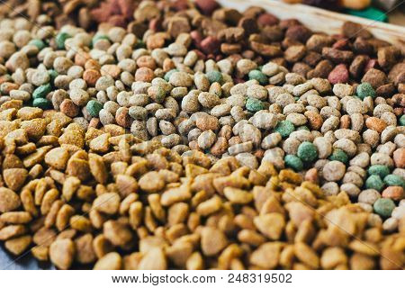 Dry Pet Food For Dogs And Cats On Table.