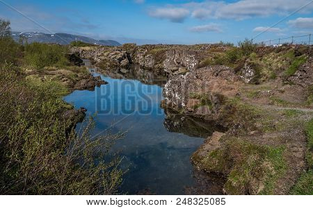 Very Clear Blue Water In Thingvellir National Park, Iceland Europe