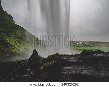 Seljalandsfoss Waterfall In Iceland Passage Under The Waterfall Long Time Exposure M