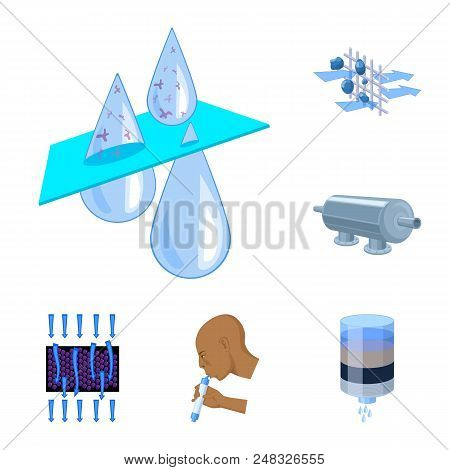 Water Filtration System Cartoon Icons In Set Collection For Design. Cleaning Equipment Vector Symbol