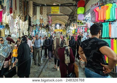 Tehran, Iran - June, 2018: Grand Bazaar In Tehran City, Iran. The Grand Bazaar Is An Old Historical 