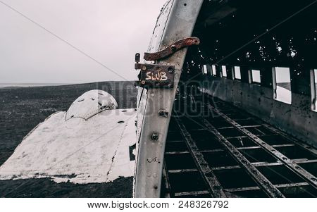 Close Up Of Plane Wreck In Iceland With No People Without People