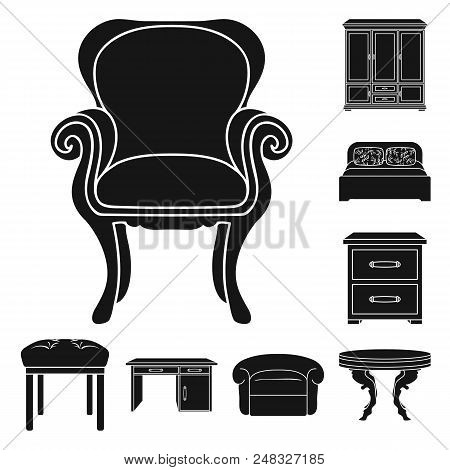 Furniture And Interior Black Icons In Set Collection For Design.home Furniture Vector Symbol Stock  