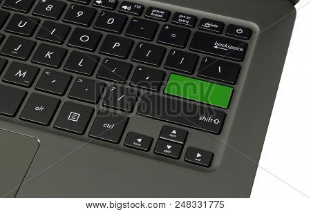 Flag Of Libya On Laptop Keyboard, Close-up.