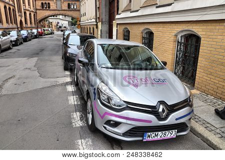 Wroclaw, Poland - May 11, 2018: Traficar Vehicle In Wroclaw, Poland. Traficar Is A Car Sharing Compa