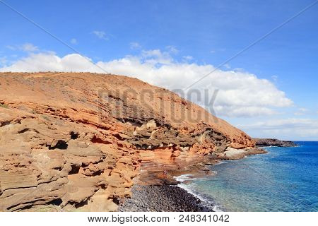 Tenerife Landscape - Costa Del Silencio Coastline. Punta Amarilla Volcanic Tuff Rocks.