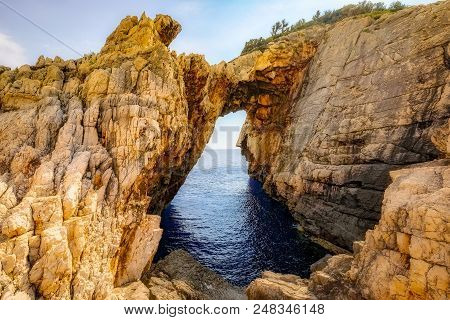 Landscape View Of Rocky Formations Korakonissi In Zakynthos, Greece