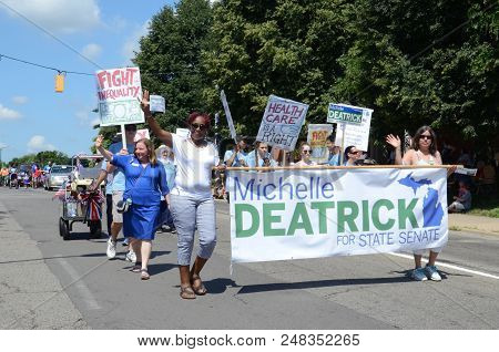 Ypsilanti, Mi / Usa - July 4, 2018:  Michelle Deatrick, Democratic Candidate For Michigan State Sena