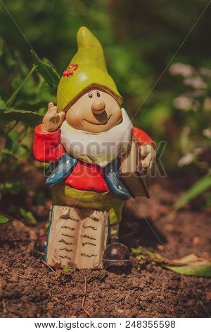 Cute Little Gnome Garden Model, Summer Decorative Statue, Outdoor Sculpture, Fantasy Figure In Grass