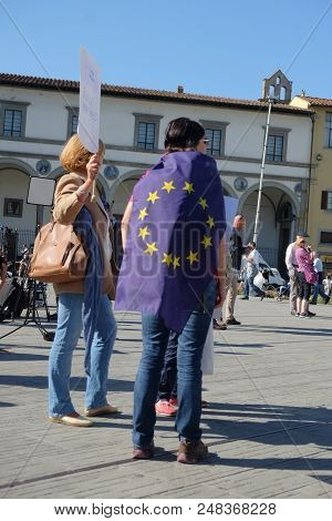 Florence, Italy - Sept 22, 2017 - People Protesting Against Theresa May Decision To Quit Europe On 2