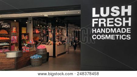 Scottsdale,Az/USA -7.4.18: Lush is a cosmetics retailer headquartered in Poole, Dorset, UK. The company was founded by Mark Constantine, a trichologist and Liz Weir, a beauty therapist. 