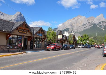 Canmore, Ab / Canada - July 22, 2017:  Canmore, Whose 8 Street Is Shown Here, Was Reinvented As An O
