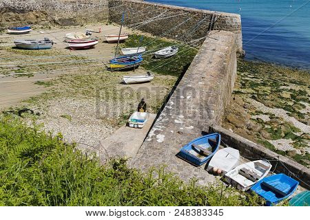 Port Racine, Cherbourg, Normandy, France - June Circa, 2018. Port Racine Is The Smallest Port Of Fra